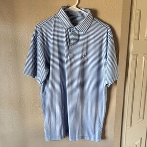 Rhoback Light Blue and White Striped Polo